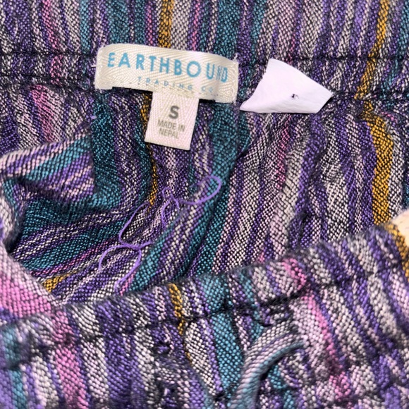 Purple striped Earthbound Shorts. Have a very relaxed and comfy fit. - Picture 3 of 3